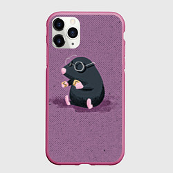 Чехол iPhone 11 Pro матовый Маленький крот, цвет: 3D-малиновый