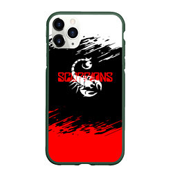 Чехол iPhone 11 Pro матовый Scorpions - краска, цвет: 3D-темно-зеленый