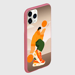 Чехол iPhone 11 Pro матовый Векторная иллюстрация Стритбол, цвет: 3D-малиновый — фото 2
