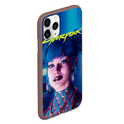 Чехол iPhone 11 Pro матовый Чери - киберпанк, цвет: 3D-коричневый — фото 2