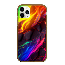 Чехол iPhone 11 Pro матовый Neon rainbow lava, цвет: 3D-коричневый