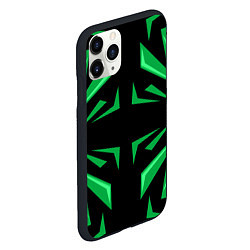 Чехол iPhone 11 Pro матовый Фигуры зеленого цвета на черном фоне geometry, цвет: 3D-черный — фото 2