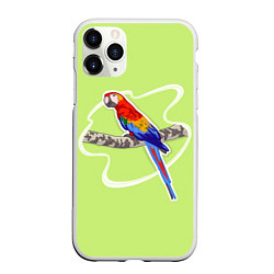 Чехол iPhone 11 Pro матовый Яркий попугай Ара, цвет: 3D-белый