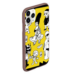 Чехол iPhone 11 Pro матовый Весёлая компашка мультфильма Симпсоны - полный рас, цвет: 3D-коричневый — фото 2