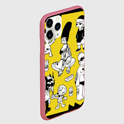 Чехол iPhone 11 Pro матовый Весёлая компашка мультфильма Симпсоны - полный рас, цвет: 3D-малиновый — фото 2