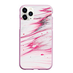 Чехол iPhone 11 Pro матовый Красные разводы, цвет: 3D-розовый