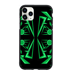 Чехол iPhone 11 Pro матовый Геометрический узор зеленый geometric, цвет: 3D-черный