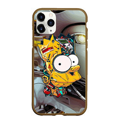 Чехол iPhone 11 Pro матовый Башка Барта Симпсона - Robopunk, цвет: 3D-коричневый
