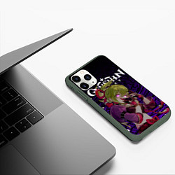 Чехол iPhone 11 Pro матовый Куки Синобу из геншин, цвет: 3D-темно-зеленый — фото 2