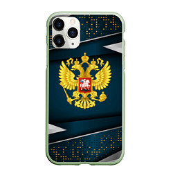 Чехол iPhone 11 Pro матовый Russia - dark abstract, цвет: 3D-салатовый