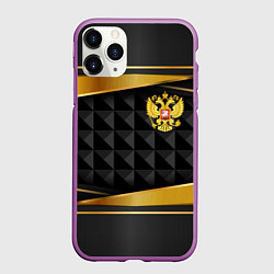 Чехол iPhone 11 Pro матовый Gold & black - Russia