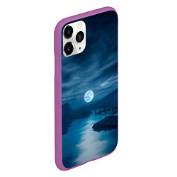 Чехол iPhone 11 Pro матовый Пейзаж озера, берега и луны - Dear Esther, цвет: 3D-фиолетовый — фото 2