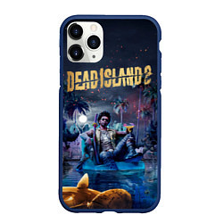 Чехол iPhone 11 Pro матовый Dead island 2 герой в ночи, цвет: 3D-тёмно-синий