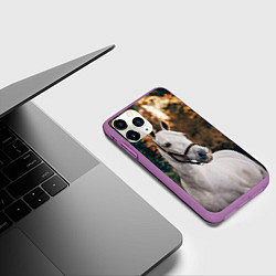 Чехол iPhone 11 Pro матовый Белая лошадка, цвет: 3D-фиолетовый — фото 2