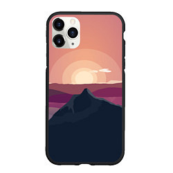 Чехол iPhone 11 Pro матовый Горы восход солнца Mountain landscape, цвет: 3D-черный