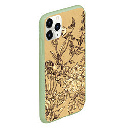Чехол iPhone 11 Pro матовый Флора рисунок, цвет: 3D-салатовый — фото 2
