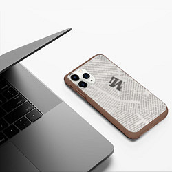 Чехол iPhone 11 Pro матовый Белая газета, цвет: 3D-коричневый — фото 2