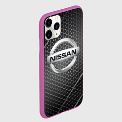 Чехол iPhone 11 Pro матовый Nissan метал карбон, цвет: 3D-фиолетовый — фото 2