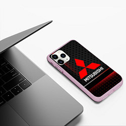 Чехол iPhone 11 Pro матовый Mitsubishi Абстракция карбон, цвет: 3D-розовый — фото 2