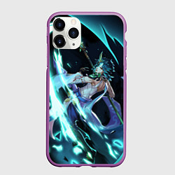 Чехол iPhone 11 Pro матовый Сяо - Взрыв стихий : Геншин импакт, цвет: 3D-фиолетовый