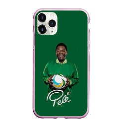 Чехол iPhone 11 Pro матовый Пеле PELE легенда футбола, цвет: 3D-розовый