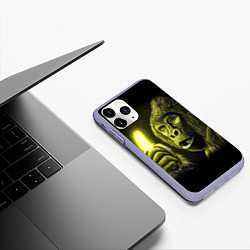 Чехол iPhone 11 Pro матовый Горилла с неоновым бананом - рисунок карандашом, цвет: 3D-светло-сиреневый — фото 2