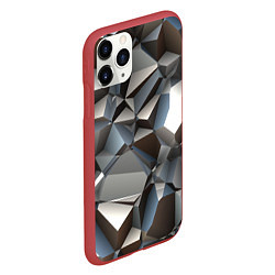 Чехол iPhone 11 Pro матовый Полигональная скальная текстура - объём, цвет: 3D-красный — фото 2