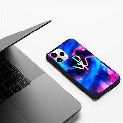 Чехол iPhone 11 Pro матовый Powerwolf неоновый космос, цвет: 3D-черный — фото 2