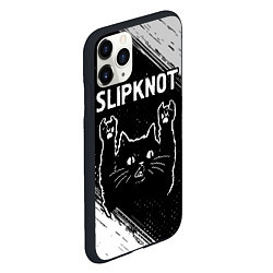 Чехол iPhone 11 Pro матовый Группа Slipknot и рок кот, цвет: 3D-черный — фото 2