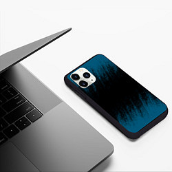 Чехол iPhone 11 Pro матовый Синие штрихи на черном, цвет: 3D-черный — фото 2