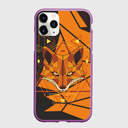 Чехол iPhone 11 Pro матовый Голова лисы в мозаике, цвет: 3D-фиолетовый
