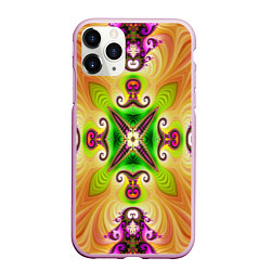 Чехол iPhone 11 Pro матовый Яркий фрактальный узор, цвет: 3D-розовый