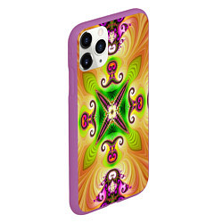 Чехол iPhone 11 Pro матовый Яркий фрактальный узор, цвет: 3D-фиолетовый — фото 2