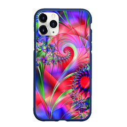 Чехол iPhone 11 Pro матовый Фракталы нежных оттенков, цвет: 3D-тёмно-синий