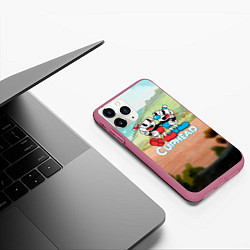 Чехол iPhone 11 Pro матовый Cuphead природа, цвет: 3D-малиновый — фото 2