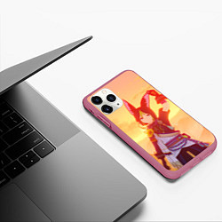 Чехол iPhone 11 Pro матовый Тигнари, цвет: 3D-малиновый — фото 2