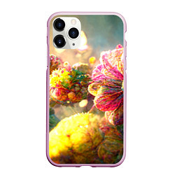 Чехол iPhone 11 Pro матовый Цветы абстракция, цвет: 3D-розовый