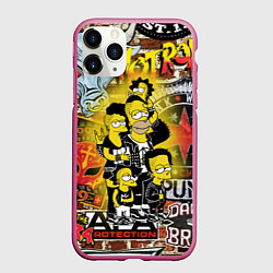 Чехол iPhone 11 Pro матовый Simpsons & Punks not dead! Motto!, цвет: 3D-малиновый