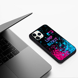 Чехол iPhone 11 Pro матовый Limp Bizkit - neon gradient: символ сверху, цвет: 3D-черный — фото 2