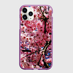 Чехол iPhone 11 Pro матовый Дерево Черри Блоссом, цвет: 3D-фиолетовый