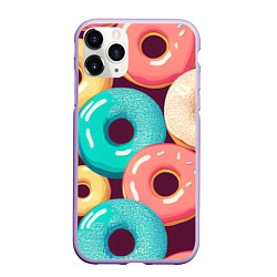 Чехол iPhone 11 Pro матовый Пончики и только пончики, цвет: 3D-светло-сиреневый