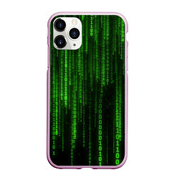 Чехол iPhone 11 Pro матовый Двоичный код зеленый, цвет: 3D-розовый