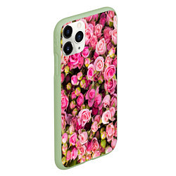 Чехол iPhone 11 Pro матовый Фон из розовых роз, цвет: 3D-салатовый — фото 2