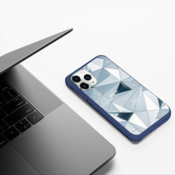 Чехол iPhone 11 Pro матовый Множество треугольников - Абстрактная броня, цвет: 3D-тёмно-синий — фото 2