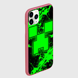 Чехол iPhone 11 Pro матовый Minecraft neon green, цвет: 3D-малиновый — фото 2