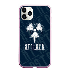 Чехол iPhone 11 Pro матовый Stalker паттерн, цвет: 3D-розовый