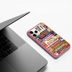 Чехол iPhone 11 Pro матовый Рекламные стикеры - retro, цвет: 3D-малиновый — фото 2