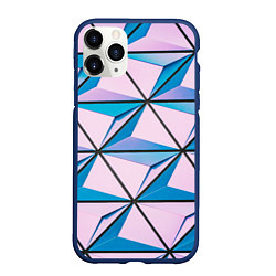 Чехол iPhone 11 Pro матовый Абстрактные геометрические панели, цвет: 3D-тёмно-синий