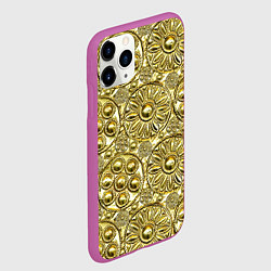 Чехол iPhone 11 Pro матовый Золотая чеканка - текстура, цвет: 3D-фиолетовый — фото 2