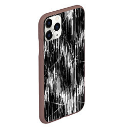 Чехол iPhone 11 Pro матовый Черно-белые штрихи, зигзаг, цвет: 3D-коричневый — фото 2